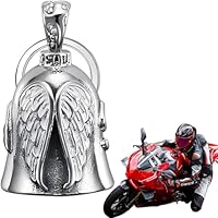 Luylmo Guardian Bell Biker Bell, Motorrad Glocke Glücksbringer, Edelstahl Motorradglocke, Schutzglocke Engel Reitglocke, Motorradglocke Schlüsselanhänger für Segne Den Frieden, Glücksbringer (Engel)