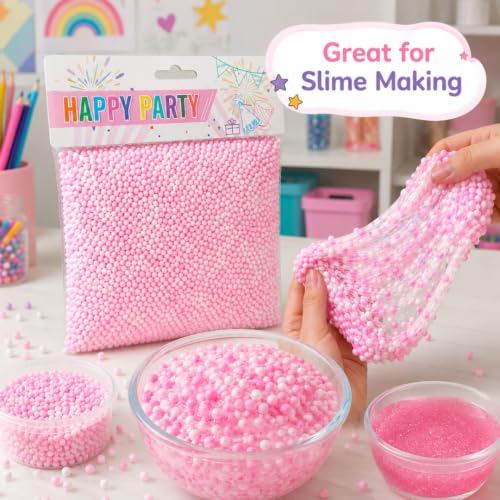 Image of Wanna Party Pink Foam Balls Pack, Pastel Mini Foam Beads for Pinata Fillers, Goodie Bag Fillers, Slime Making, Art & Craft Projects, Gift Packing and Party Activities