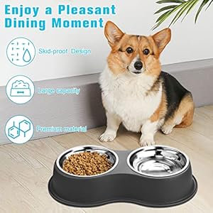 Dogbowlsdoubledogwaterandfoodbowlsstainlesssteelbowlswithnonslipresinstationpetfeederbowlsforpuppymediumdogscats Urban Country Home Decor Dog bowls double dog water and food bowls stainless steel bowls with non slip resin station pet feeder bowls for puppy medium dogs cats urban country home decor