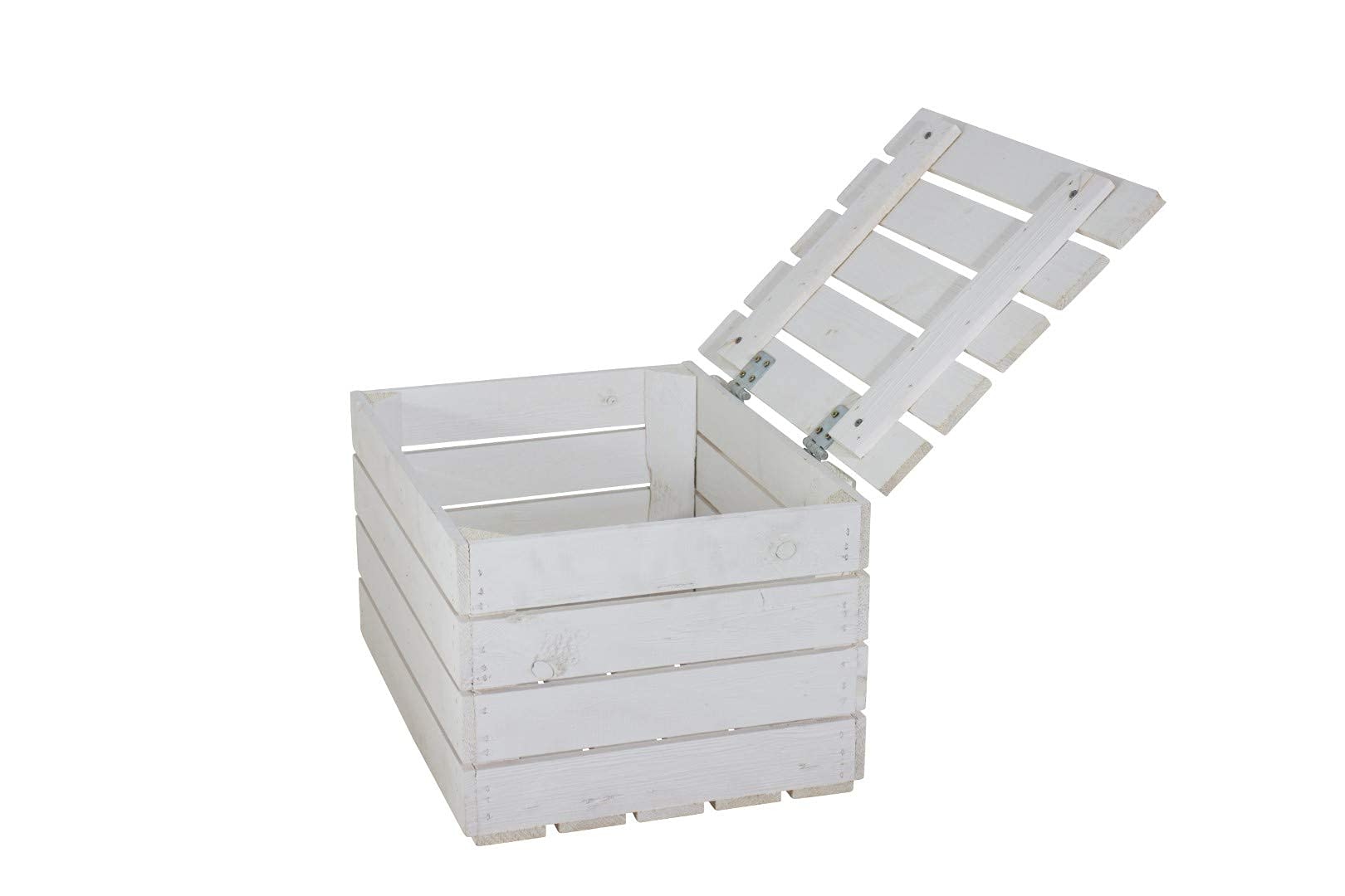 Vinterior neue Holztruhe Neue weiße kleine Truhe 49cmx36cmx29cm Schatztruhe Holzbank Truhe Obstkiste Weinkiste mit Deckel Holzbox Sitzbank Holztruhe Vintage-Look