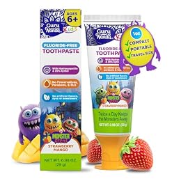 GuruNanda Kids Toothpaste with 2% Hydroxyapatite & 25% Xylitol, Travel Size, Fluoride-Free, Strawberry Mango Flavor, Safe if Swallowed, Gentle & Safe for Young Teeth & Gums, 0.98 oz