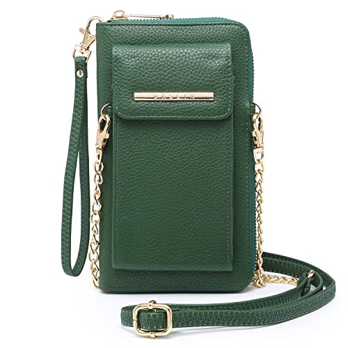 Dasein Crossbody Bag Phone Purse Handbag for Women Shoulder Bag Credit Card Wristlet Wallet with Multi Pockets (Dark Green-1 New)