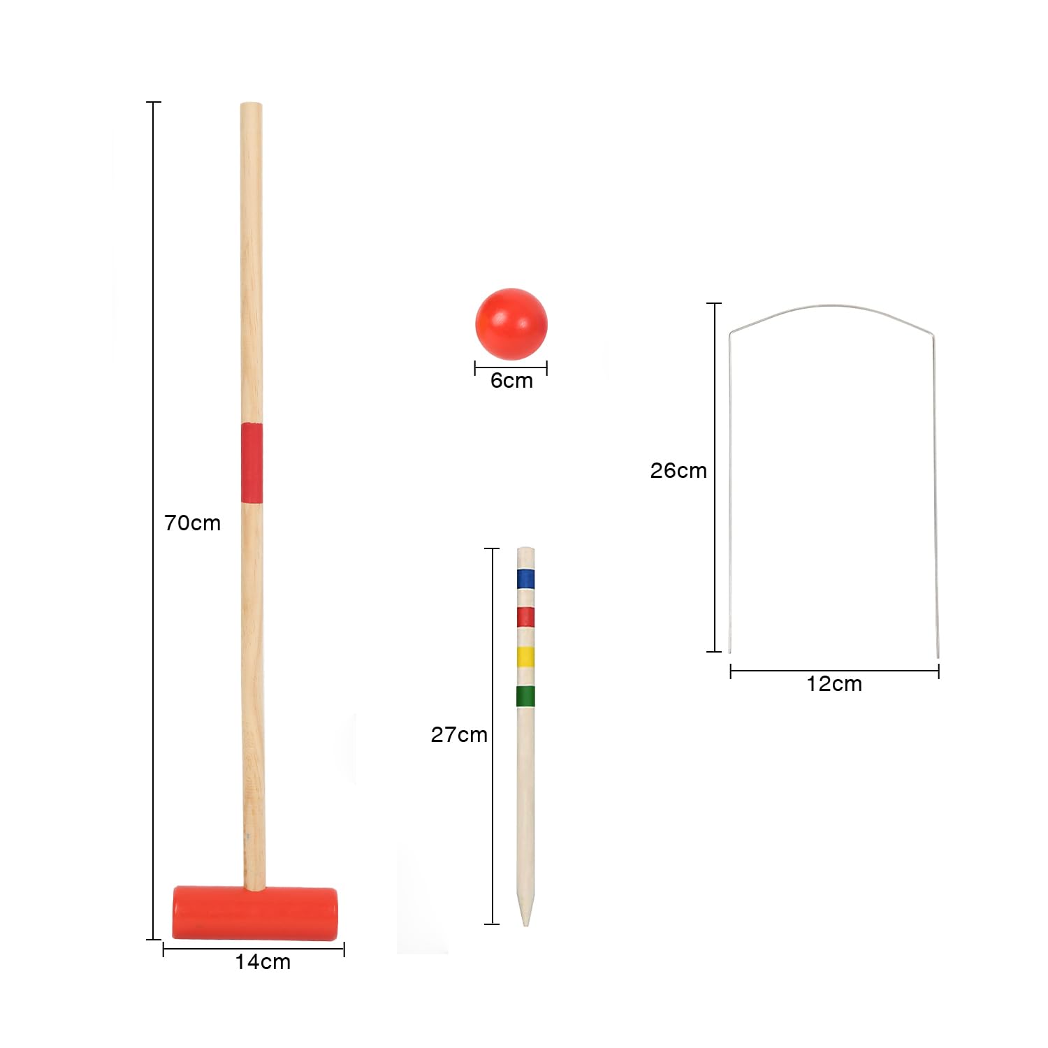 Sonnewelt Jeu de croquet pour adultes 2-4 joueurs en bois plein air jardin fête plage