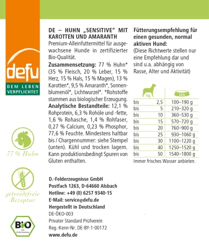 defu Huhn Sensitive Hunde-Menü, 410 g (12er Pack)