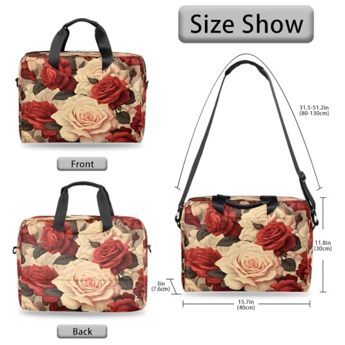 Maletín para portátil 15.6-16 pulgadas rojo con flores miniatura 6
