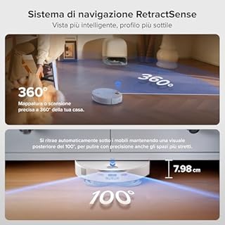 roborock Qrevo Curv 2 Pro Robot Aspirapolvere e Lavapavimenti, 25000 Pa, Zero-Grovigli, Acqua 100°C, Autopulente, Evita Ostacoli, Asciugatura Auto, per Peli di Animali Domestici