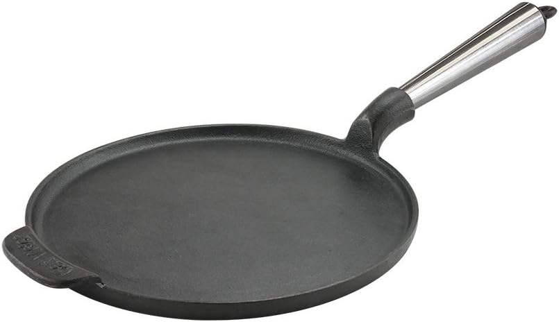 Carl Victor Pre-Seasoned Cast Iron Pancake Pan 23cm Stainless Steel Handle, Induction