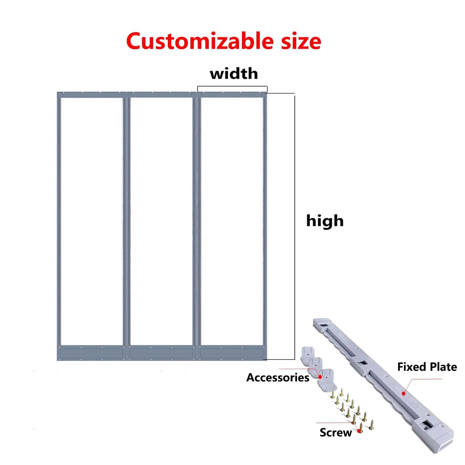 Strisce magnetiche trasparenti in PVC con chiusura automatica, pannelli antivento per patio e balcone, colore grigio, dimensioni 0,35 x 2 m, ct e bug BER