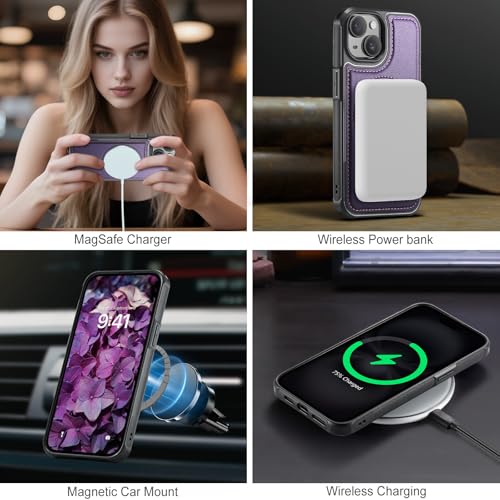 Usroom for iPhone 13 Wallet Case Compatible with Magsafe, Purple by Usroom - Used condition - Image 3