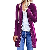  AmyGline Damen Strick Jacke Mantel Lange Knopf Langarm Strickjacke Lose Cardigan Mäntel Herbst Winter Strickmantel