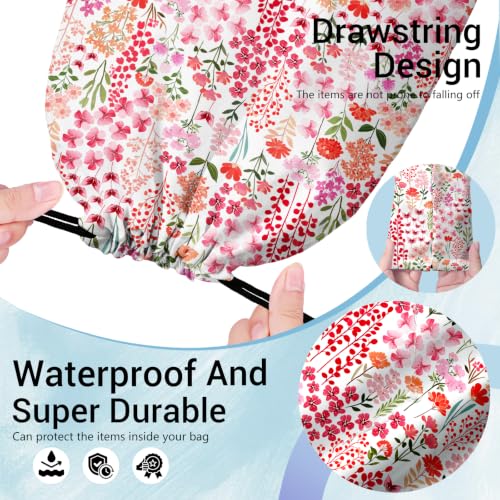 Image of Pink Floral Gymnastics Grip Bag Small Portable Drawstring Storage Pouch Bag for Gym