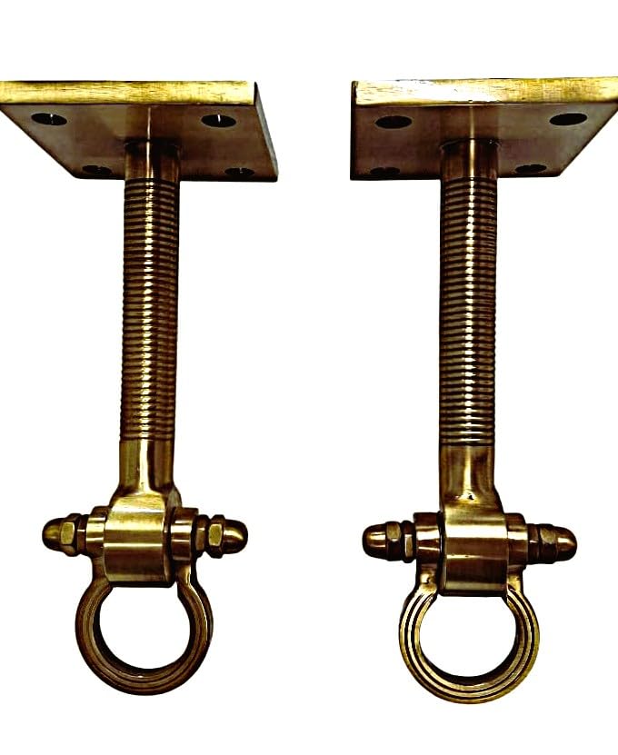 Image of Strong Sturdy Heavy Duty HI-Grade Quality Bearing Ceiling KADA Swing, Patio Antique Finish Brass 25MM Rod with Weight Capacity of 1000KG, (Pack of 2PCS) (10 INCH Antique Finish Bearing Ceiling KADA)