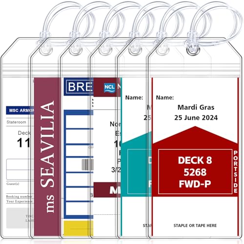 Image of SEAVILIA 6 Pack Cruise Luggage Tags Holder for Carnival, NCL, Princess, Costa, MSC, Royal Caribbean and Celebrity Cruise Ships, Cruise Essentials 2026-2027