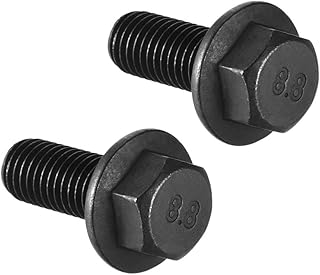 uxcell M10x25mm Hex Flange Bolts Left Hand Thread 8.8 Grade Carbon Steel Black 2pcs
