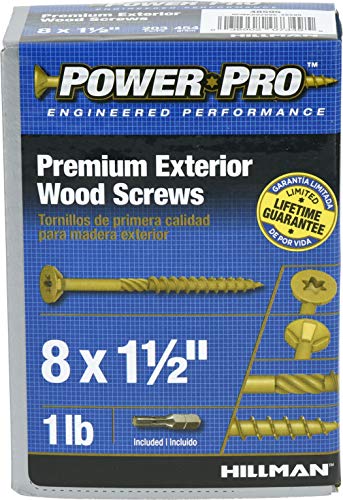 Power Pro 48595 Wood Screws, #8 X 1-1/2", Premium Outdoor Deck Screws, Rust Resistant, Epoxy Coated Bronze, 1Lb Box, 203 Pcs #TOP1