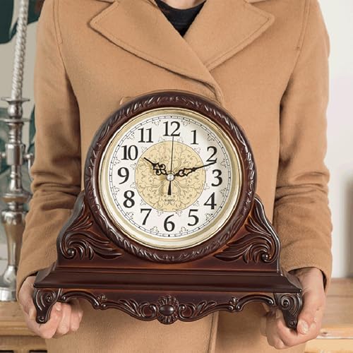 Reloj de mesa analógico sin tictac silencioso para sala de estar 6