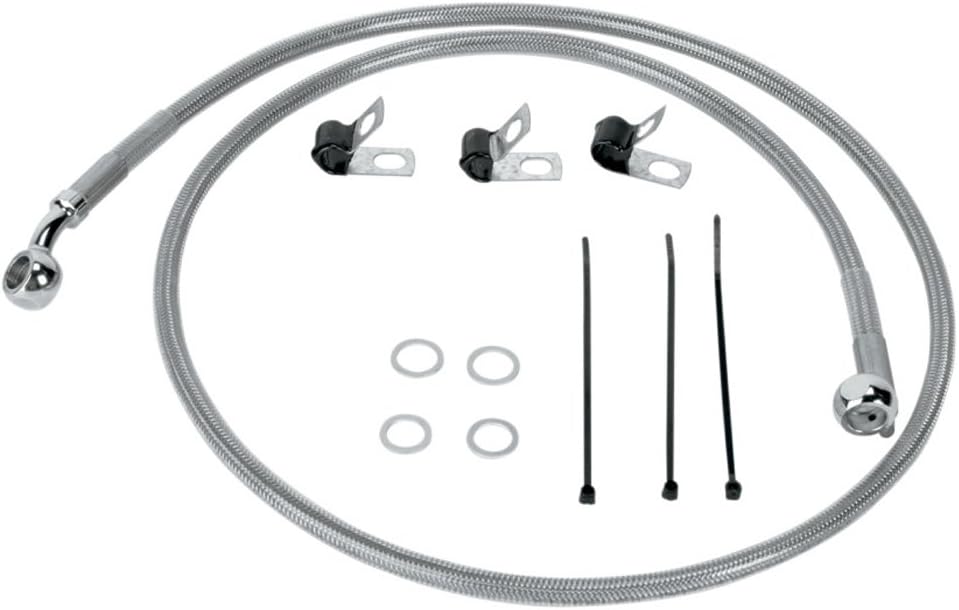 Hill Country Customs +2" Over Stock Front Stainless Braided Brake Line for 2000-2007 Harley Softail Heritage FLSTC & Fatboy models -HC-401211