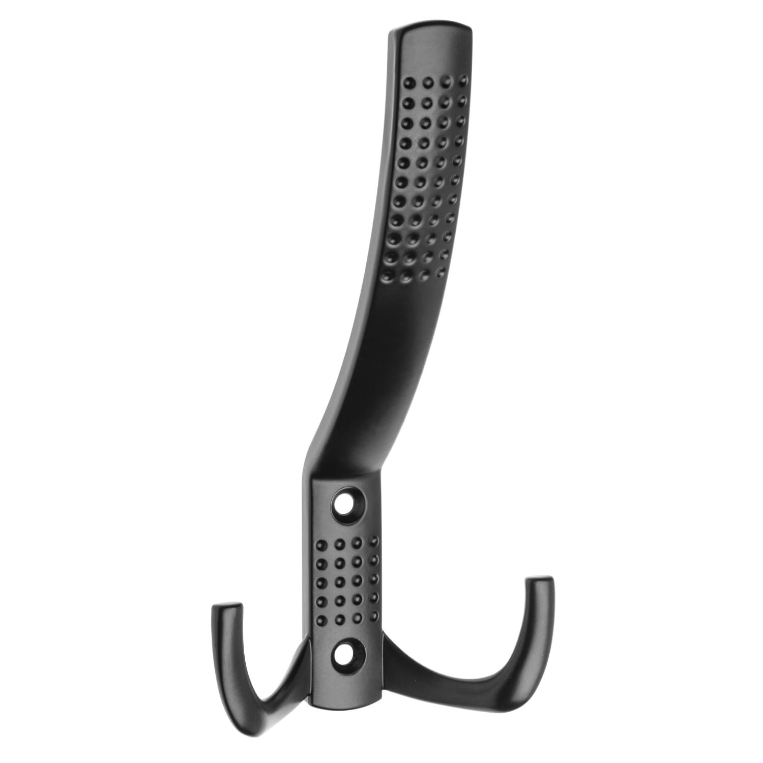 Coat Wall Hook Hanger Triple Large Towel Robe Bag Jacket Bathroom Hallway Hooks with Screws Metal Strong Multipurpose (Black)