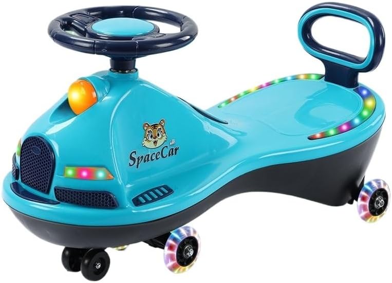 Coches de juguete de carga de 308.6 lbs Wiggle Scooter con ruedas LED intermitentes flexibles de conducción en juguetes para exteriores (azul)