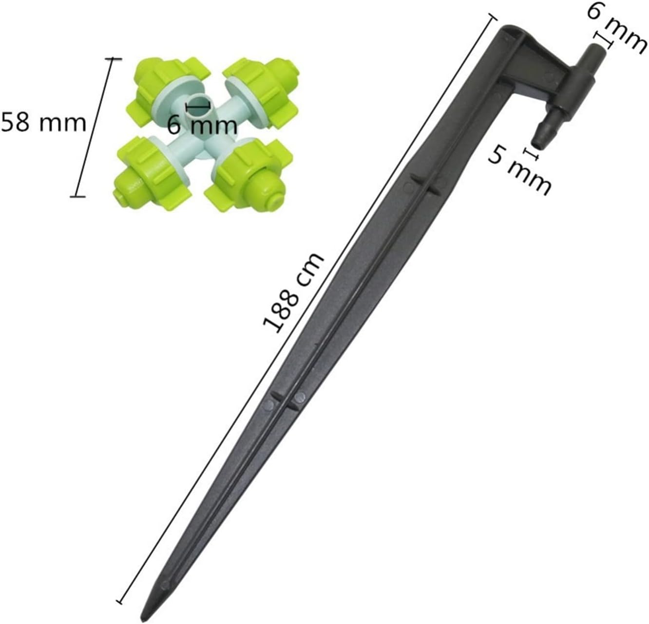 Gardening Irrigation Dripper Cross Fog Nozzle with Grounding Connecting Rod for 4/7 Mm Hose Agricultural Greenhouse Irrigation Nozzles 20 Pieces (Color : Green)