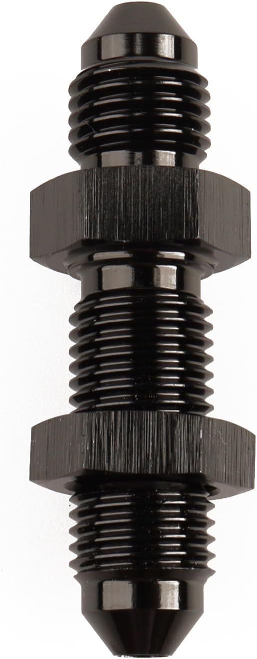 AC PERFORMANCE -3 AN Male Flare Straight Bulkhead Fitting Adapter Aluminum Black with AN3 Nut