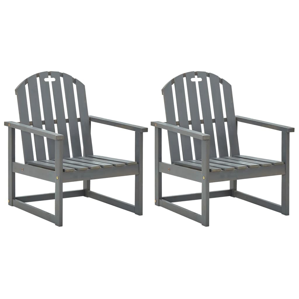 vidaXL 2X Madera Maciza de Acacia Sillones de Jardín Silla Asiento Patio Terraza Balcón Exterior Robusta Duradera con Reposabrazos Gris