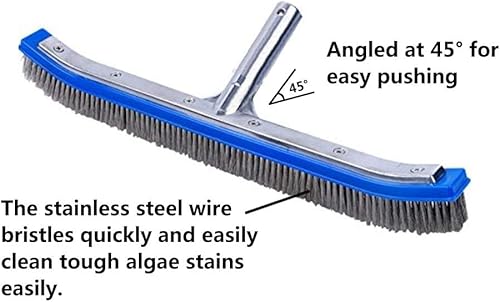 Miniatura 10 de Cepillo profesional de lujo para pared y azulejos de piscina, borde curvado de 17.5 pulgadas, cabezal trasero de aluminio pulido resistente,