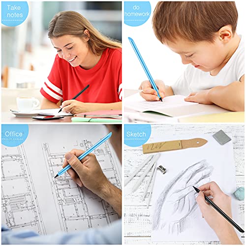 2 Pieces Metal Inkless Pen Inkless Erasable Pencil Metallic Pencil Aluminum Pencil For Writing, Drawing, Drafting, Home Office School Supplies (Black And Blue) #TOP4