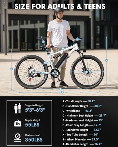 Image of Qlife Electric Bike for Adults /Teens Racer, 20+MPH 21-Speed Peak 1200W Brushless Motor Adult Electric Bicycles, 48V 10.4Ah Removable Battery Mountain Ebike, Up to 55 Miles, 27.5X2.1 Tire E Bike