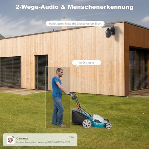 Ctronics 3G/4G LTE &Uuml;berwachungskamera mit SIM Karte, 4G Outdoor Kamera Solar【2,5K HD, PTZ, IP66】 2-Wege-Audio, PIR-Menschenerkennung, 355&deg;/90&deg; Solarkamera kompatibel mit Telefon/Tablet/PC