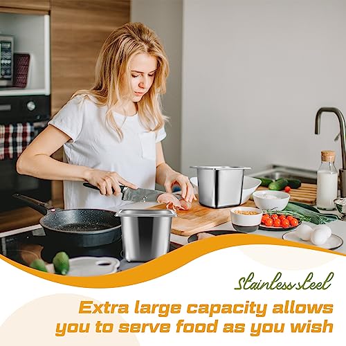 Image of 16 Pack 1 /6 Stainless Steel Pans with Lid, 2Tongs, 4Spoons, 6 Inch Deep