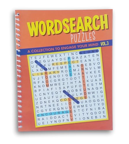 Spiral Bound Miniature Puzzle Book for Car, Office, or Quiet Play - 80 Pg (WordSearch Vol. 3)