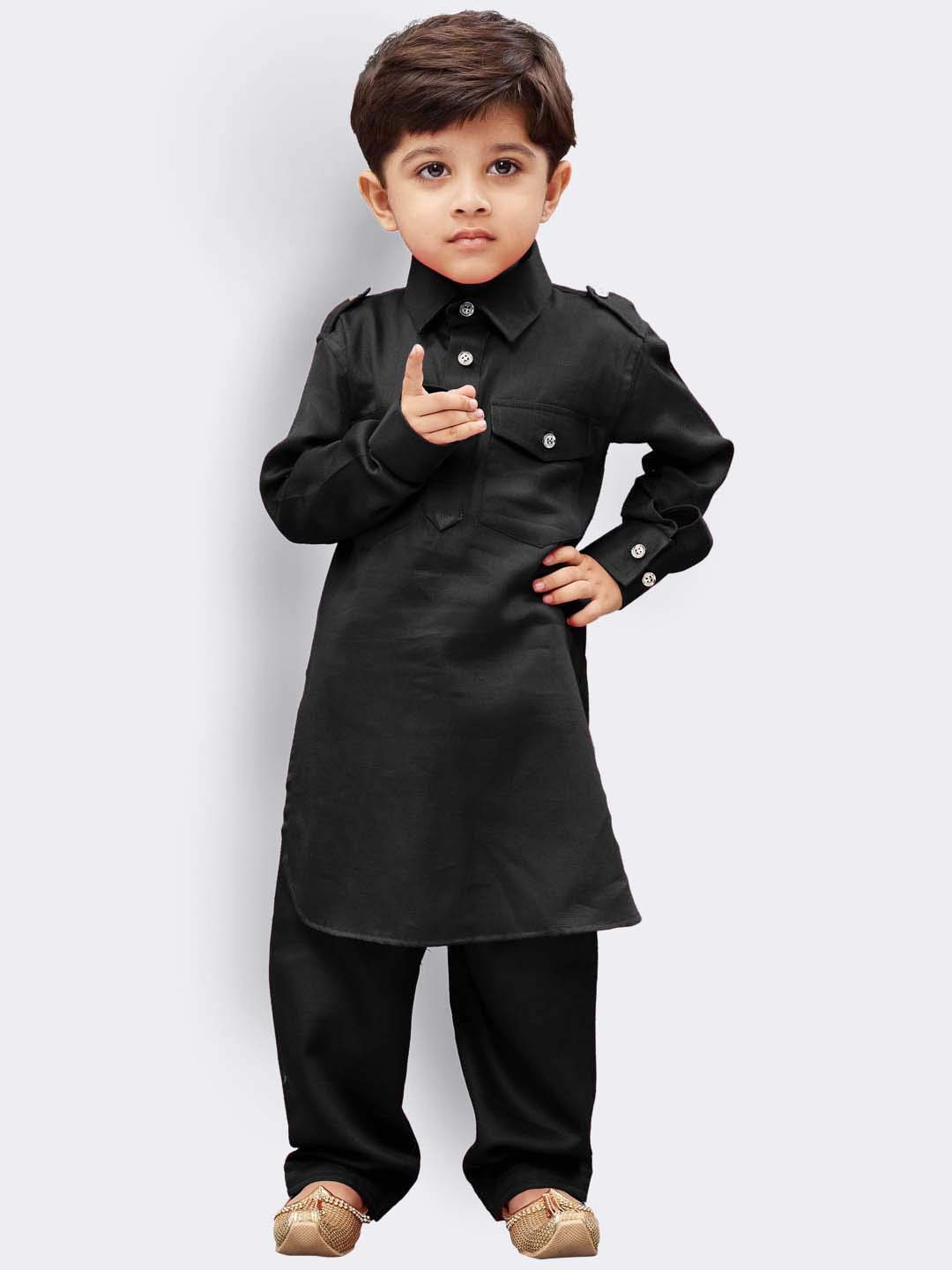 Vastramay Boys' Pathani Khan Suit Set  Soft Cotton Fabric With Patiala Pyjama  Perfect For Holi & Eid