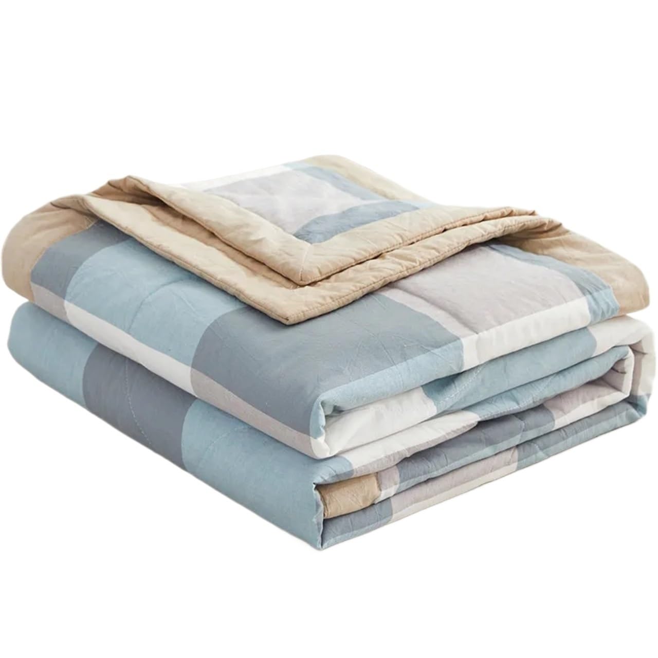 IUVYTA Summer Duvet Plaid Summer Cool Thin Quilt Single Double Air Conditioning Soft Lightweight Comforter Queen Blanket Bedspread(04,150x200cm-1pc)