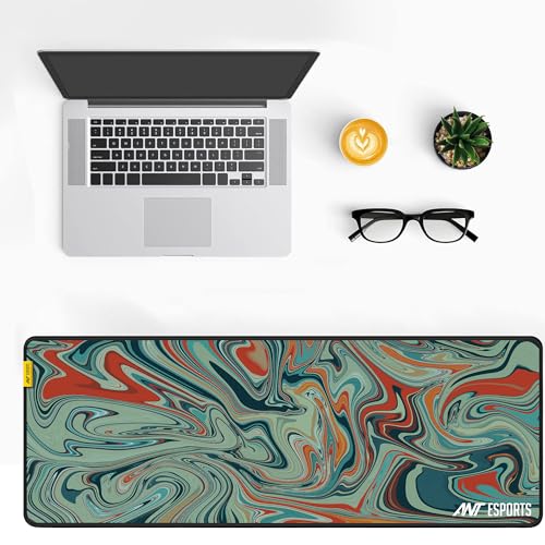 Image of Ant Esports Tropical Wave Unique Mouse Pad Gaming Mouse Pad Extended Mouse Mat for Mouse Keyboard Stitched Edges Waterproof Non-Slip Base Mousepads for Office Home Shop Gaming Extra Large Dusky Green