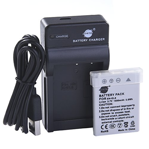 DSTE EN EL8 Li ion Batería Traje y cargador micro USB para Nikon Coolpix P1 P2 S1 S2 S3 S5 S6 S7 S8 S9 S50 S51 S52