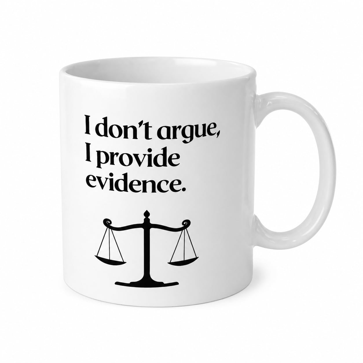 MiDARAH Funny Lawyer Mug – “I Don’t Argue, I Provide Evidence” | Gift for Lawyers, Law Students & Legal Professionals | Humour Coffee Cup (11oz Ceramic)
