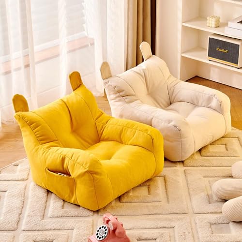 Image of Kids Bean Bag Chair Soft Cartoon Cute Floor Chair for Bedroom Dorm Apartment Yellow|Kids Bean Bag Chair Soft Latex Children Sofa Seat Reading Recliner Chair for Bedroom Playroom