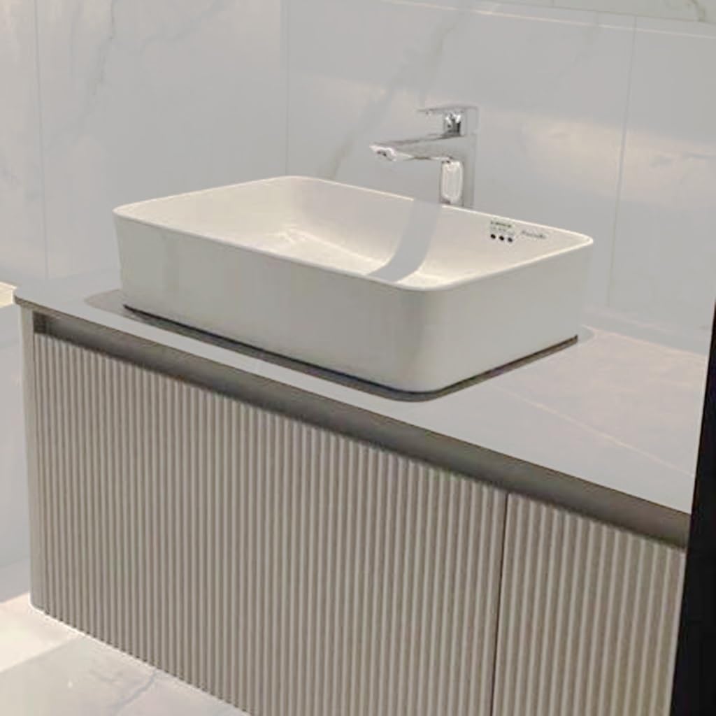 Fregadero Rectangular, Fregadero Cerámico Blanco, Lavabo Cerámico sobre Encimera