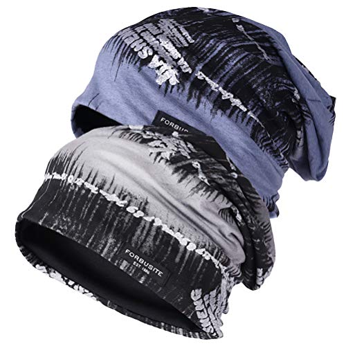 Wimdream Mens Slouchy Beanie Hat Thin Baggy Summer Skull Cap, B415-black/Navy, One size