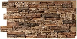 AZ Faux High-Density Polyurethane Faux Stone Wall Covering Panels for Interior and Exterior Decor | Stacked Stone Siding Panel with Touch-Up Kit | Sedona | 48''L x 24''H x 2''D | 3-Pack | Cognac Brown