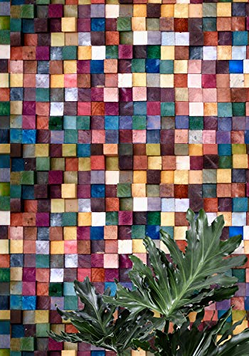 Image of DWELLSINDIA Multicolor Wood Cubes Self Adhesive Wallpaper Waterproof, Scratch Resistant, Laminated 41cmx244cm