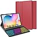 Produktbild ELTD Tastatur Hülle für Samsung Galaxy Tab S6 Lite (Deutsches QWERTZ),Hülle mit 7 Farben LED-Hintergrundbeleuchtung Kabellose Tastatur für Samsung Galaxy Tab S6 Lite 10,4 Zoll (Rot)