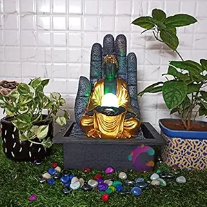 Craftisan Table Top Water Fountain for Home Decor/Office/Indoor & Outdoor/Garden/Puja Room/Vaastu (Black Hand Buddha)