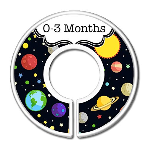 Image of CarrieDee Handcrafted Nursery Closet Size Dividers, Boys Solar System Baby Clothes Organizers, Space Theme Nursery, Solar System - Set of 6