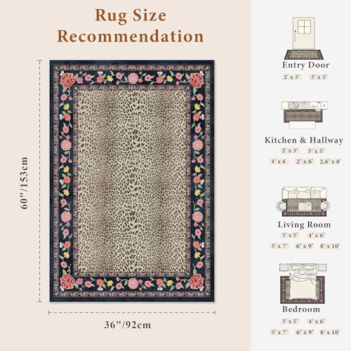 Tapete Rugxara para interior 3'x5' marrón miniatura 2