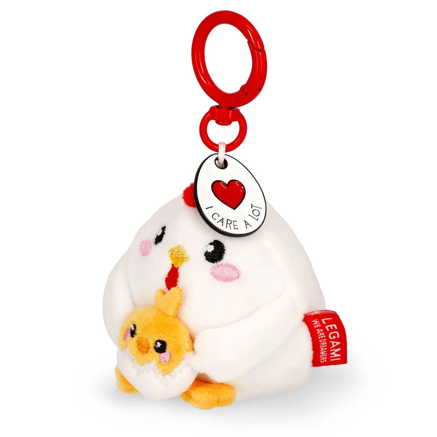 LEGAMI Stylo gel effaçable + porte-clés en peluche | Lot de 10 stylos avec encre effaçable thermosensible, gamme de couleurs d'encre, pointe de 0,7 mm | Motifs d'animaux mignons (poule)