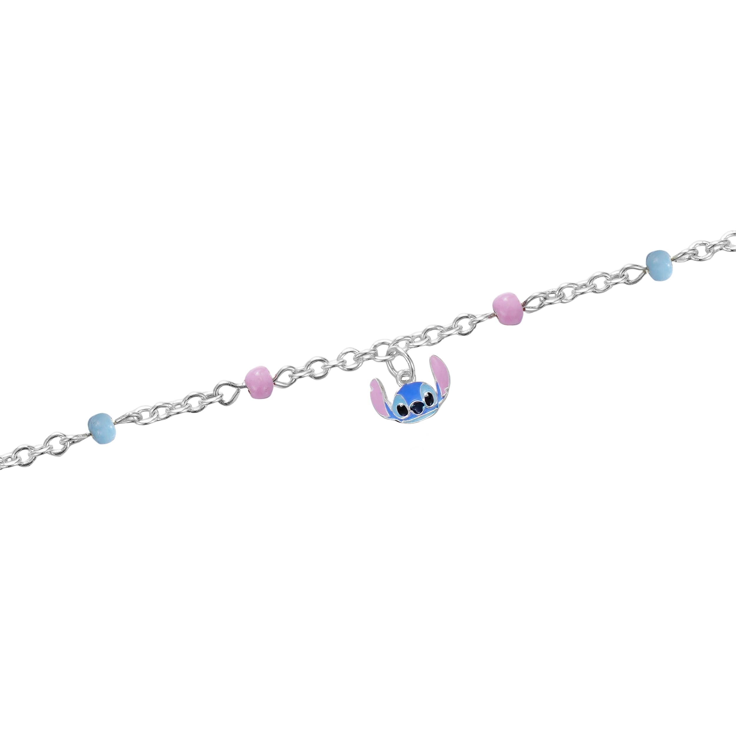 Disney Bracciale Lilo & Stitch per Bambine e Ragazze in Argento, Lunghezza 12-14cm, Gioielli