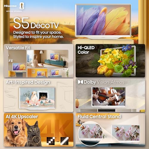 Image of Hisense 43-Inch S5 DecoTV Series Hi-QLED 4K UHD Smart Fire TV (43S5QF, 2026 Model) - Versatile Fit, Hi‑QLED Color, Dolby Vision & Atmos, VRR Gaming, Stream Live TV Without Cable