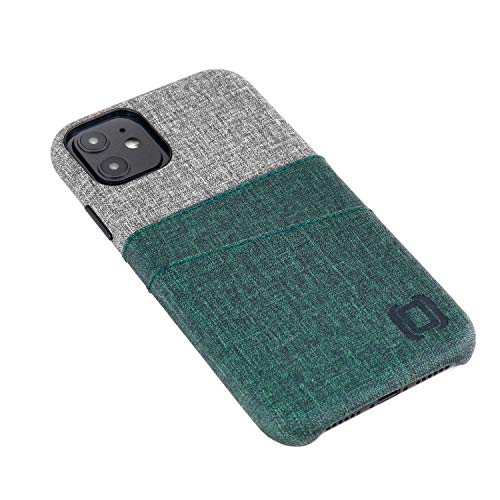 Dockem Iphone 11 Wallet Case: Built-In Metal Plate For Magnetic Mounting & 2 Card Holders (6.1" Luxe M2 Synthetic Leather, Green & Grey) #TOP7